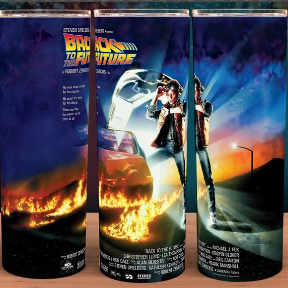 Glow in the Dark Back to the Future Marty McFly 80s DeLorean Cup Mug Tumbler - Picture 2 of 4